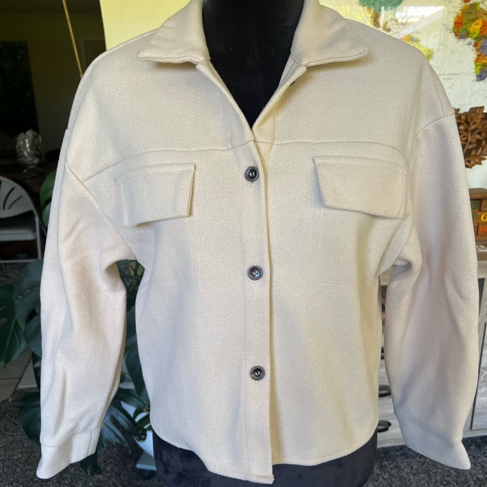SHEIN Beige Utility Jacket with Button Front